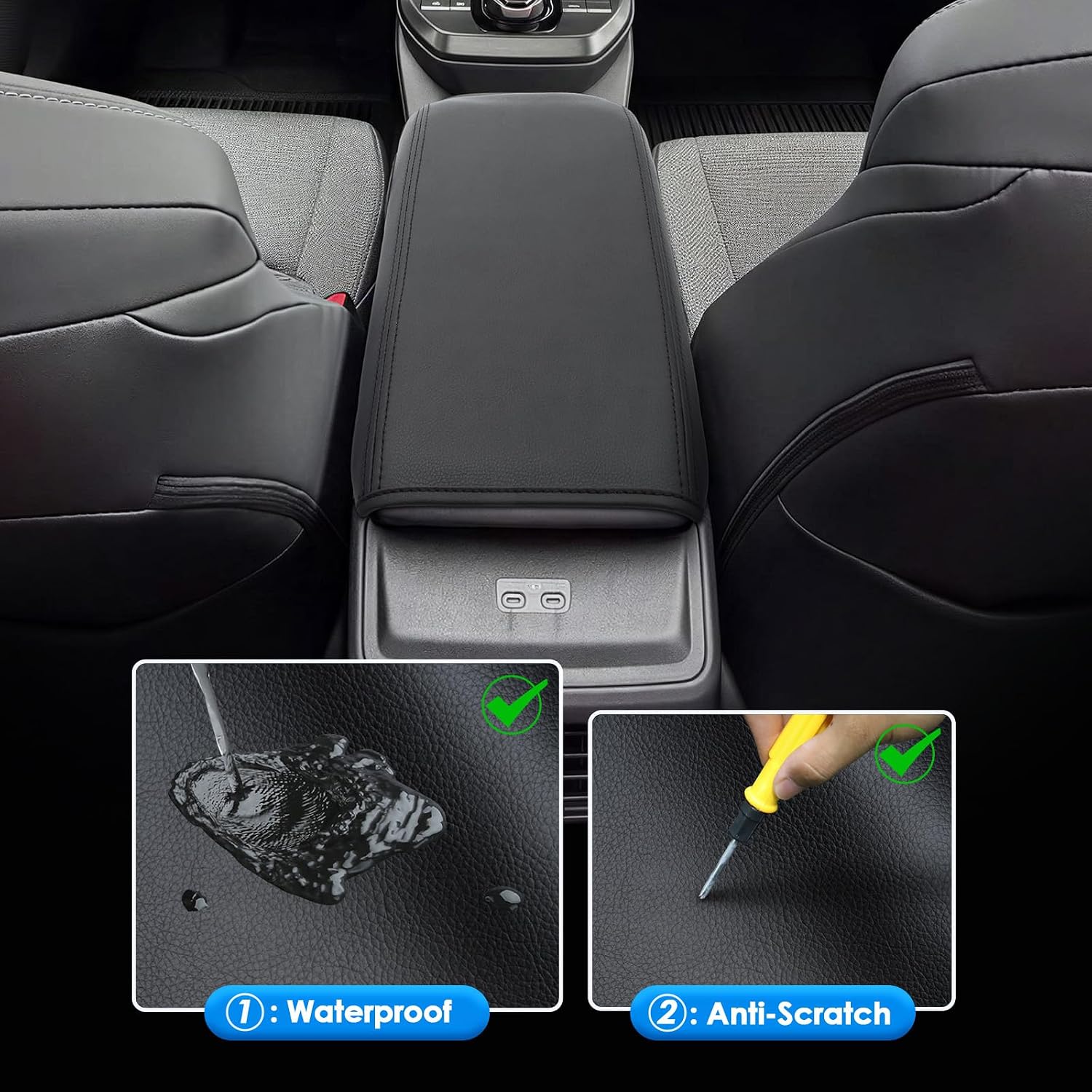 2026 Solterra Center Console Cover for Subaru Solterra (Premium/Limited/Limited XT/Touring XT), Waterproof&Comfy Leather Armrest Cover 2026 Solterra Accessories