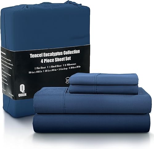 Sábanas refrescantes para cama de tamaño King, juego de sábanas 100% Tencel, 4 piezas, transpirables que las sábanas de seda o las sábanas de bambú,
