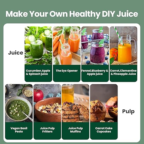 Miniatura 4 de Máquina exprimidora, extractor de exprimidor centrífugo de 500 W con boca ancha de 3 pulgadas, canal de alimentación para frutas y verduras, fácil