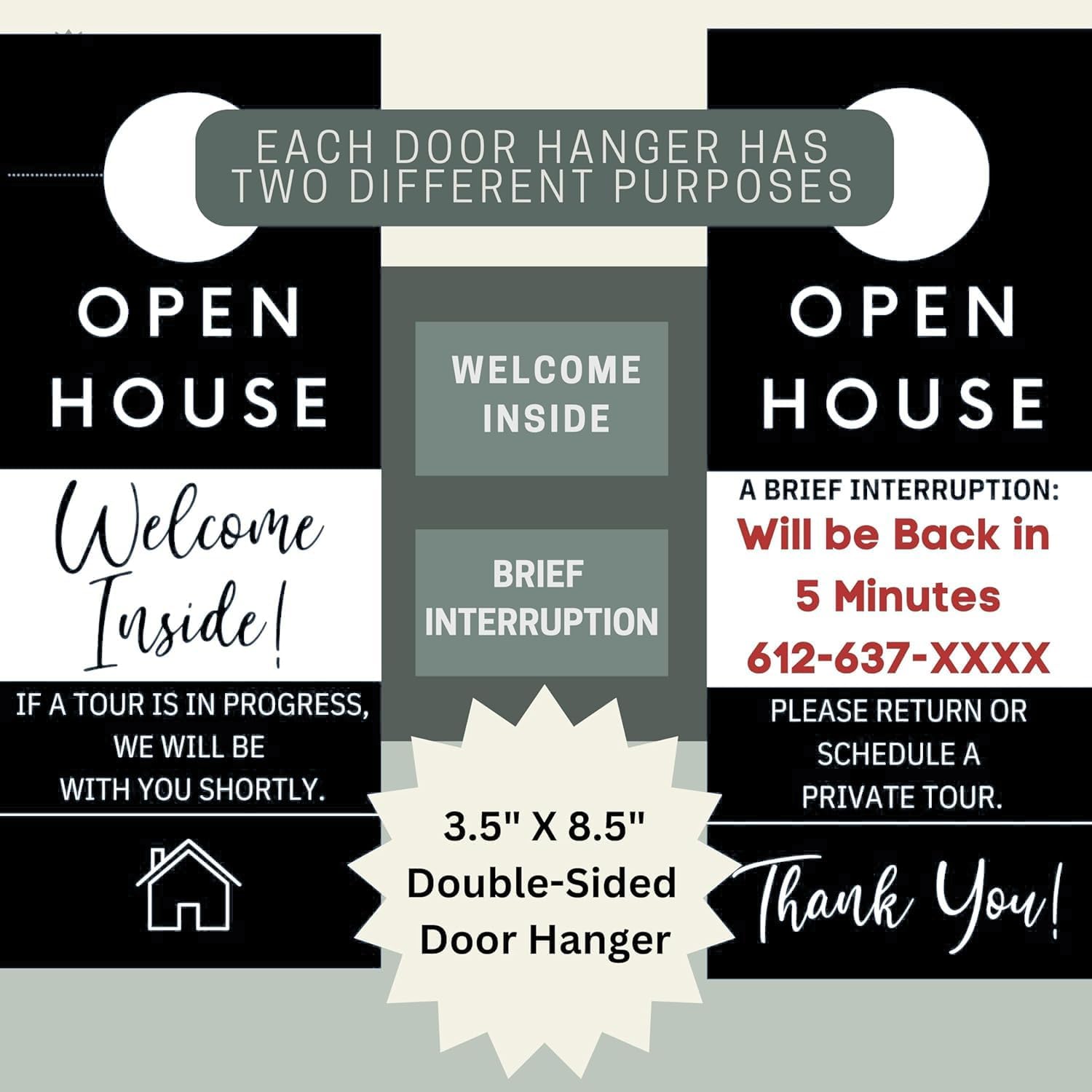 Open House Supplies. Real Estate Sign in Book Guest Registry Notepad for Collecting Realtor Leads & Home Sale Feedback. Kit has Form Pads, Door Hangers & Tent Card Displays. Elegant Black, Two-pack.