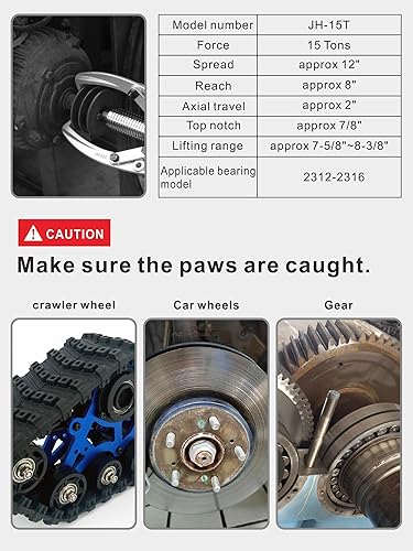 Miniatura 9 de UTZIKO Extractor de engranajes hidráulico, extractor hidráulico de capacidad máxima de 5 toneladas, separador de cubo de rodamiento de 2 o 3