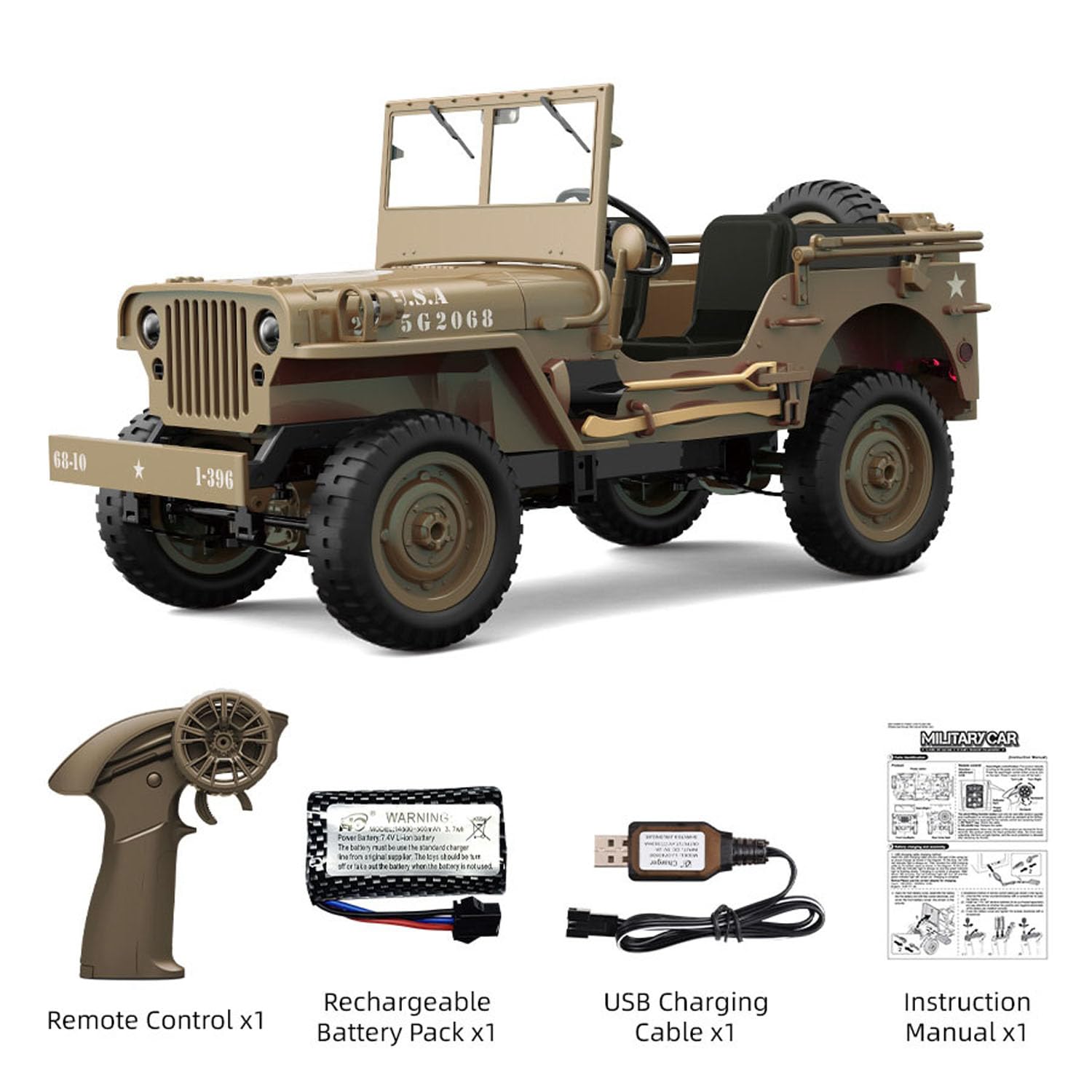 TOUCAN RC HOBBY RTR JJRC 1/10 C8815 RC Militär-LKW Fernbedienung Offroad-Auto Modell Rock Crawler Lichter Abnehmbare Dekorationen Keine Geräusche