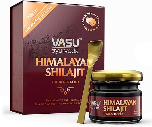 VASU Ayurveda Himalayan Shilajit Resina 400 mg  Potenciador de energía natural probado en laboratorio con ácido fúlvico y más de 85 minerales traza