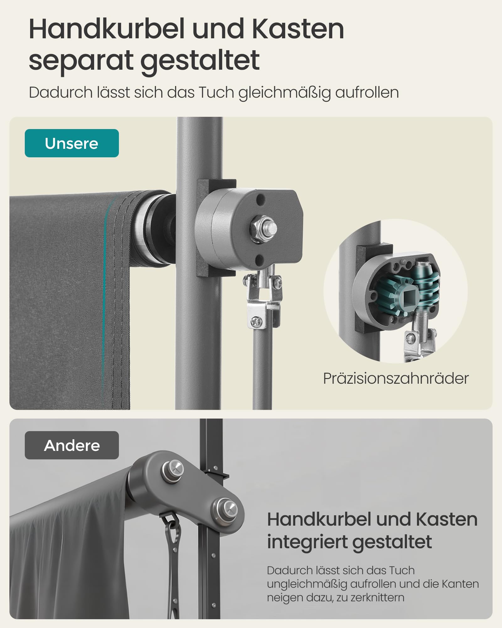 SONGMICS Senkrechtmarkise, höhenverstellbar, 200 x (220-300) cm, kein Bohren erforderlich, Vertikalmarkise für Terrasse, Balkon mit Markisenkasten, UPF 50+, Sichtschutz, anthrazitgrau GSA0020G01