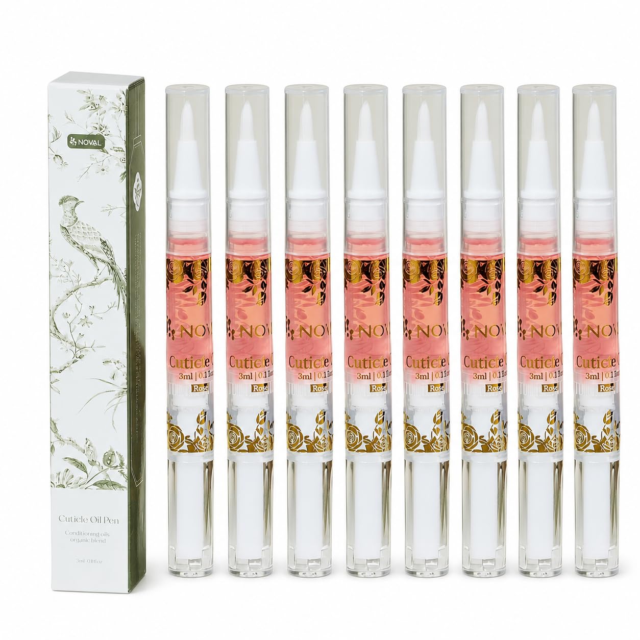 NOVAL Cuticle Oil Pens, 8 Pack Rose Scent Nail Oil Pens for Dry Cuticles