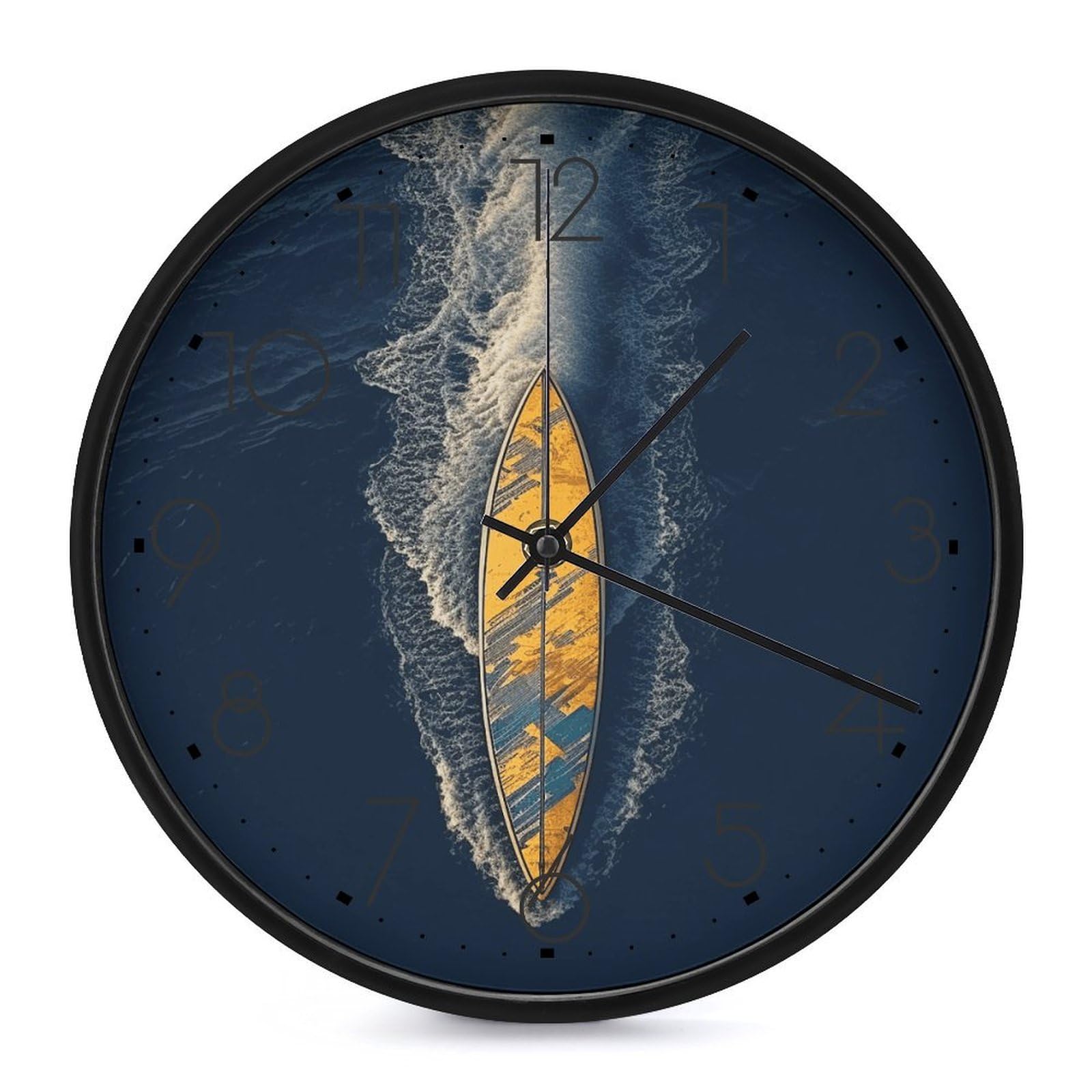 DWVTSLH Surfboard Wall Clock 10 Inch Silent Non-Ticking Modern Clocks Battery Operated - Decorative Wall Clocks for Bedroom Living Room Kitchen Office Wall Decor Gift Idea