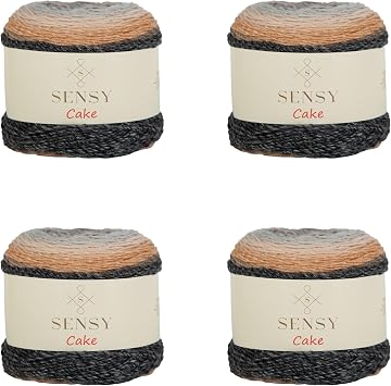 Sensy Cake 4 Skeins Multicolor Yarn, 5.3 oz, 525 Yards, Crocheting & Knitting, Gauge 3 Light 558