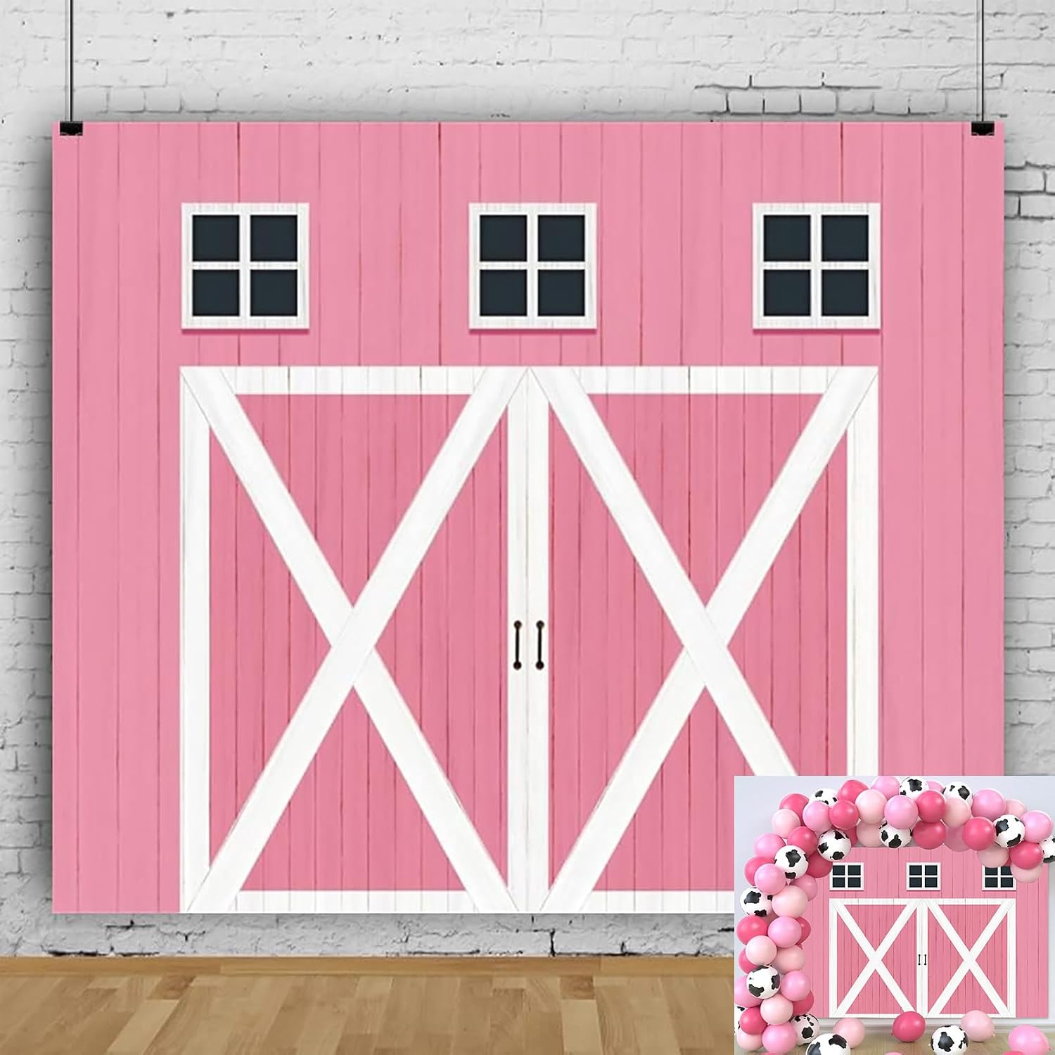 Pink Barn Door Backdrop 10x8ft Western Farm Wooden Door Photography Background Cowboy Theme Birthday Baby Shower Party Decorations Studio Photo Booth Props