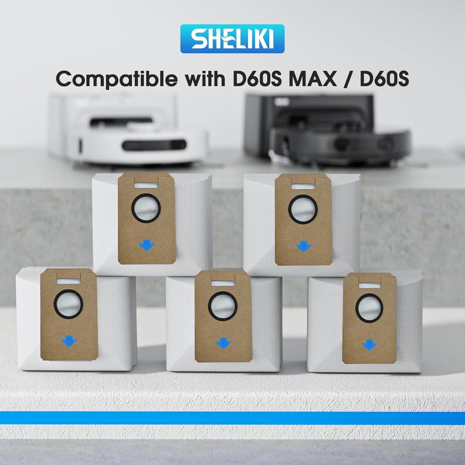 Compatible with D60S MAX, LiDAR Navigation Smart Vacuuming and Mopping Robot, Replacement Accessories Dust Bag (5 Packs)