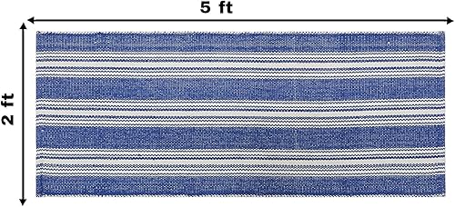 Vista 51 de Tapete de yoga tejido a mano 100% algodón, tejido a mano, tejido grueso hecho en la India, para ejercicio de suelo de gimnasio, corredor para Beige