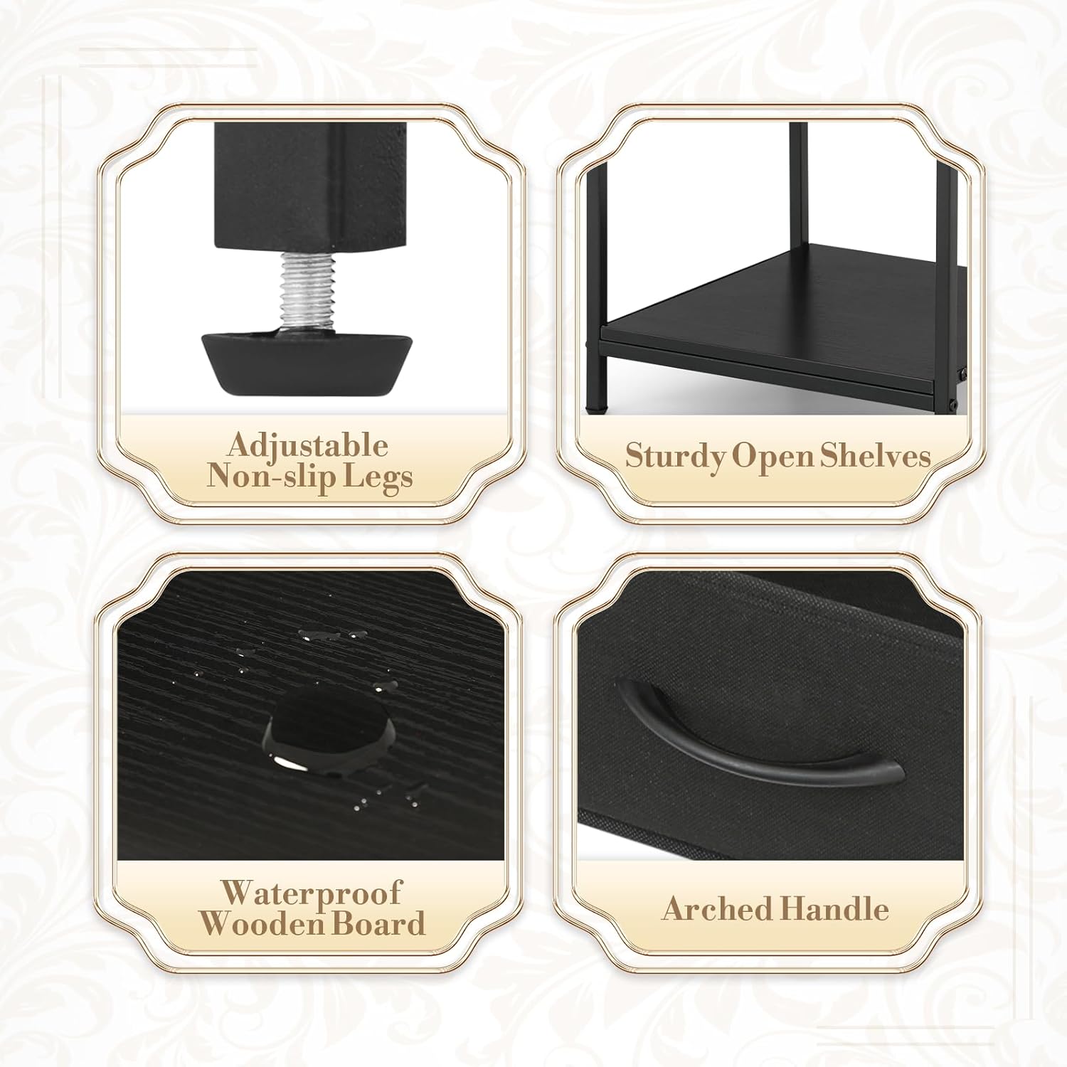 Athena Collection Single Drawer Nightstand Chest Storage with Open Shelf, End Table with Drawer, Bedside Table with Steel Frame for Bedroom, Dorm, Living Room, Hallway, Black