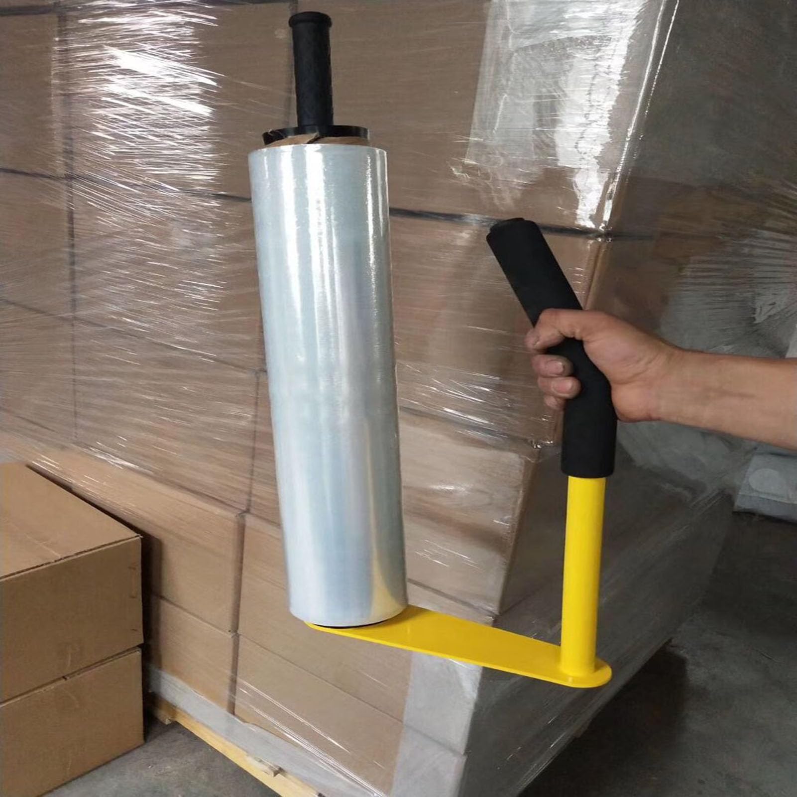 Palettenstretchfolien-Spender, Stretchfolien-Spender, manuelle Folienverpackungsmaschine, Schrumpffolienhalter für 18 Zoll und 20 Zoll, Gelb