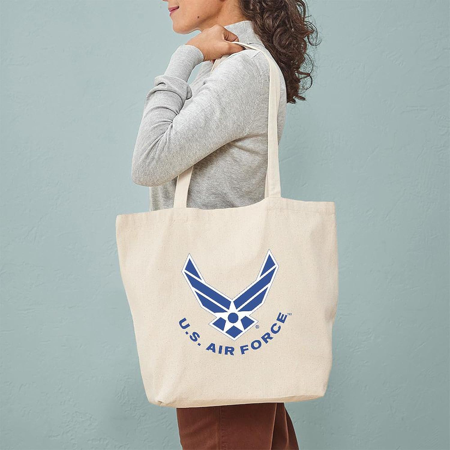 CafePress US Air Force Tote Bag Reusable Natural Beige Canvas Shopping Bag