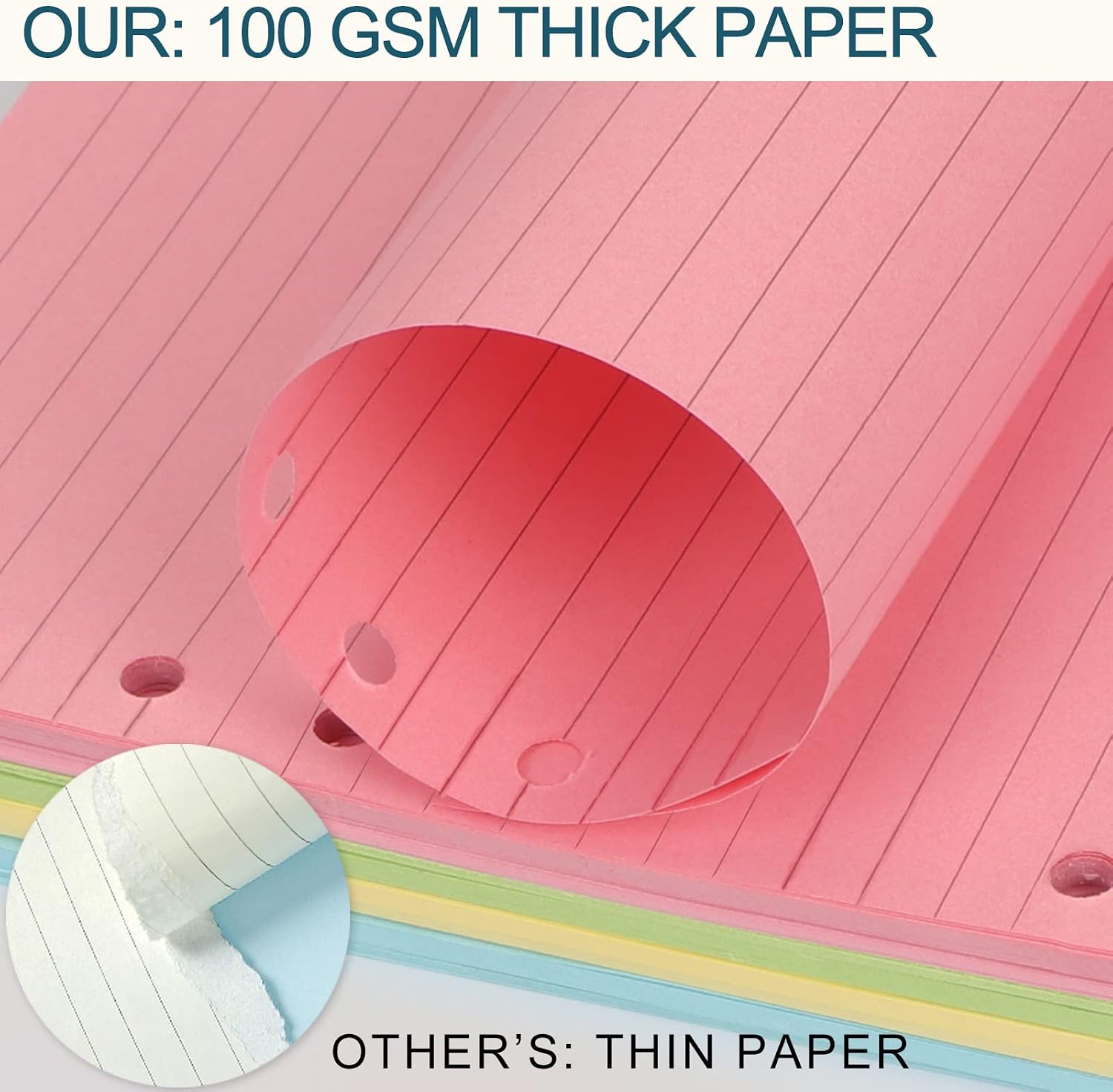 Toplive A6 Refill Paper 6 Hole, 100GSM Thick Lined, 100 Sheets 6 Ring image 3