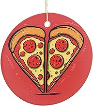 2025 Christmas Ornament Heart-Shaped Pizza Two Slices Xmas Tree Ornaments Funny Food Sausage Cheese Stocking Stuffer Classic Holiday Decor for Xmas Tree & Mantelpiece