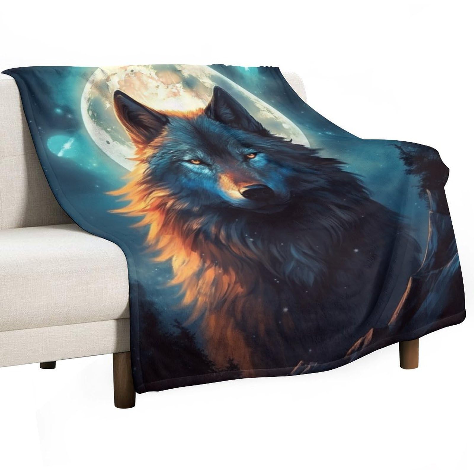 ECWECC Throw Blankets Wolf Soft Blankets Throws Animal Wolve for Children Fluffy Snugly Warm Fuzzy Blanket for Bedroom Living Room Sofa Office Birthdays Valentine's Day 80x100cm