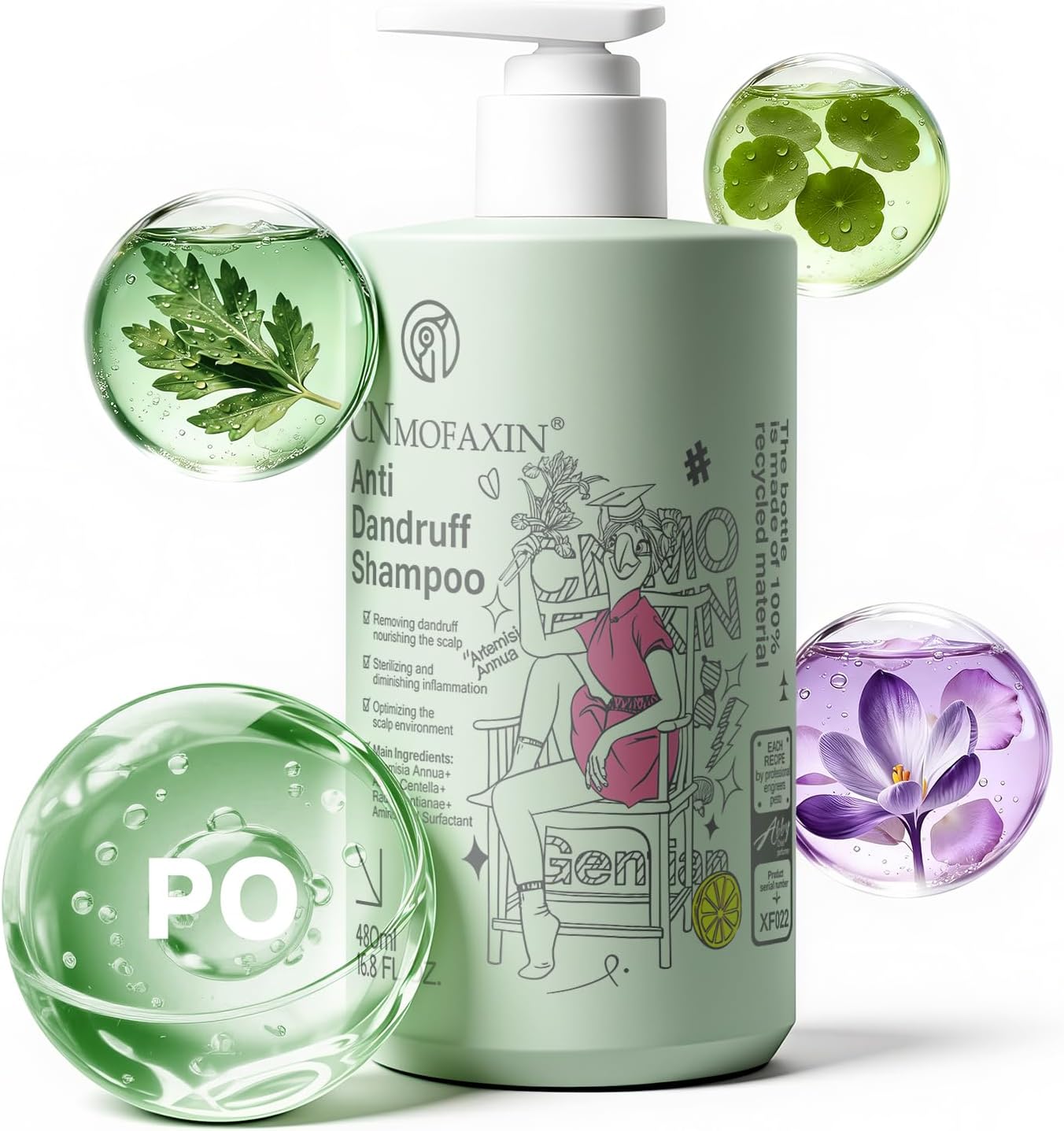 Anti Dandruff Shampoo - Scalp Deep Cleansing, Excess Sebum Care, Natural Ingredients - For Women & Men, Soothes Itchy, Dry Scalp, 16.8 fl.oz