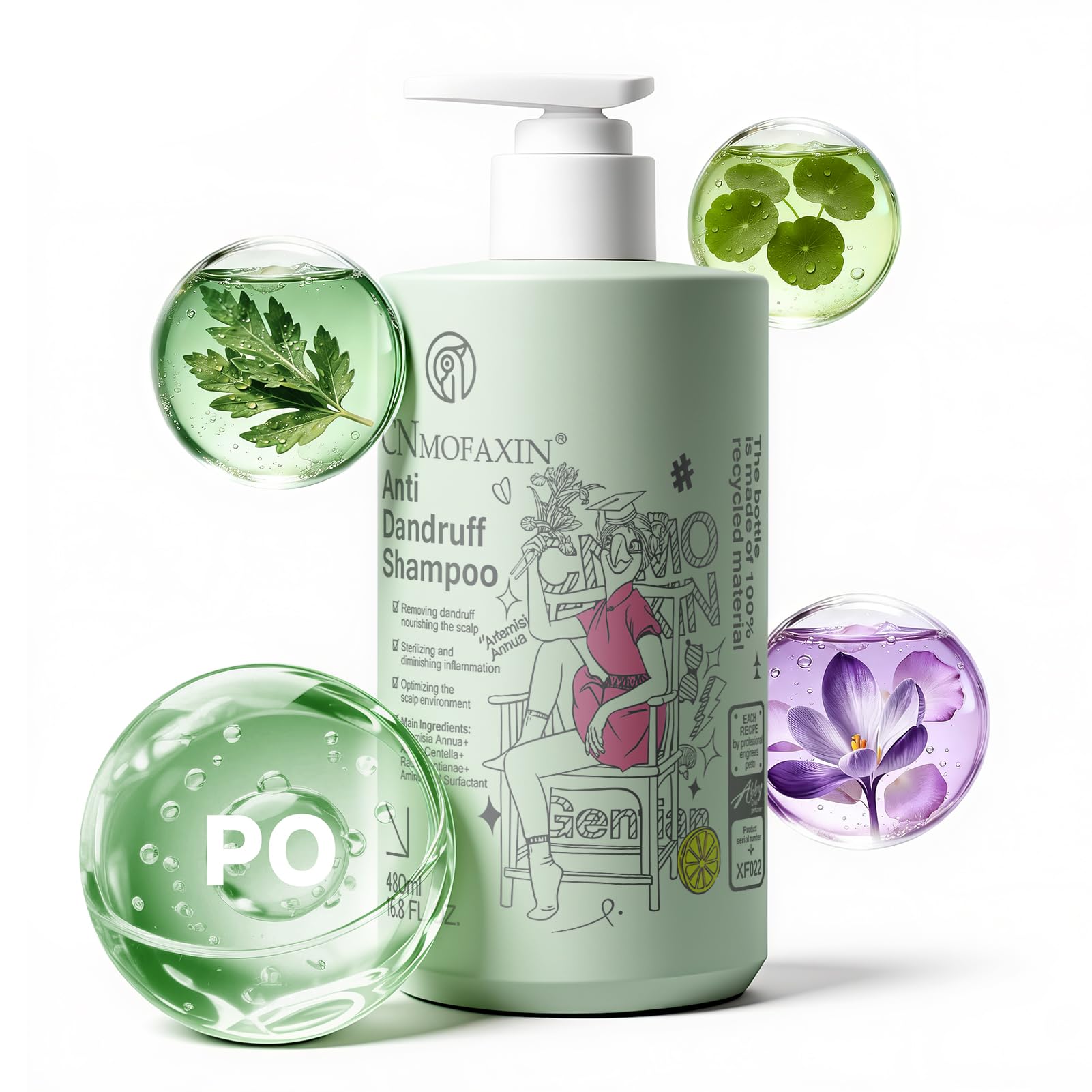 Anti Dandruff Shampoo - Scalp Deep Cleansing, Excess Sebum Care, Natural Ingredients - For Women & Men, Soothes Itchy, Dry Scalp, 16.8 fl.oz