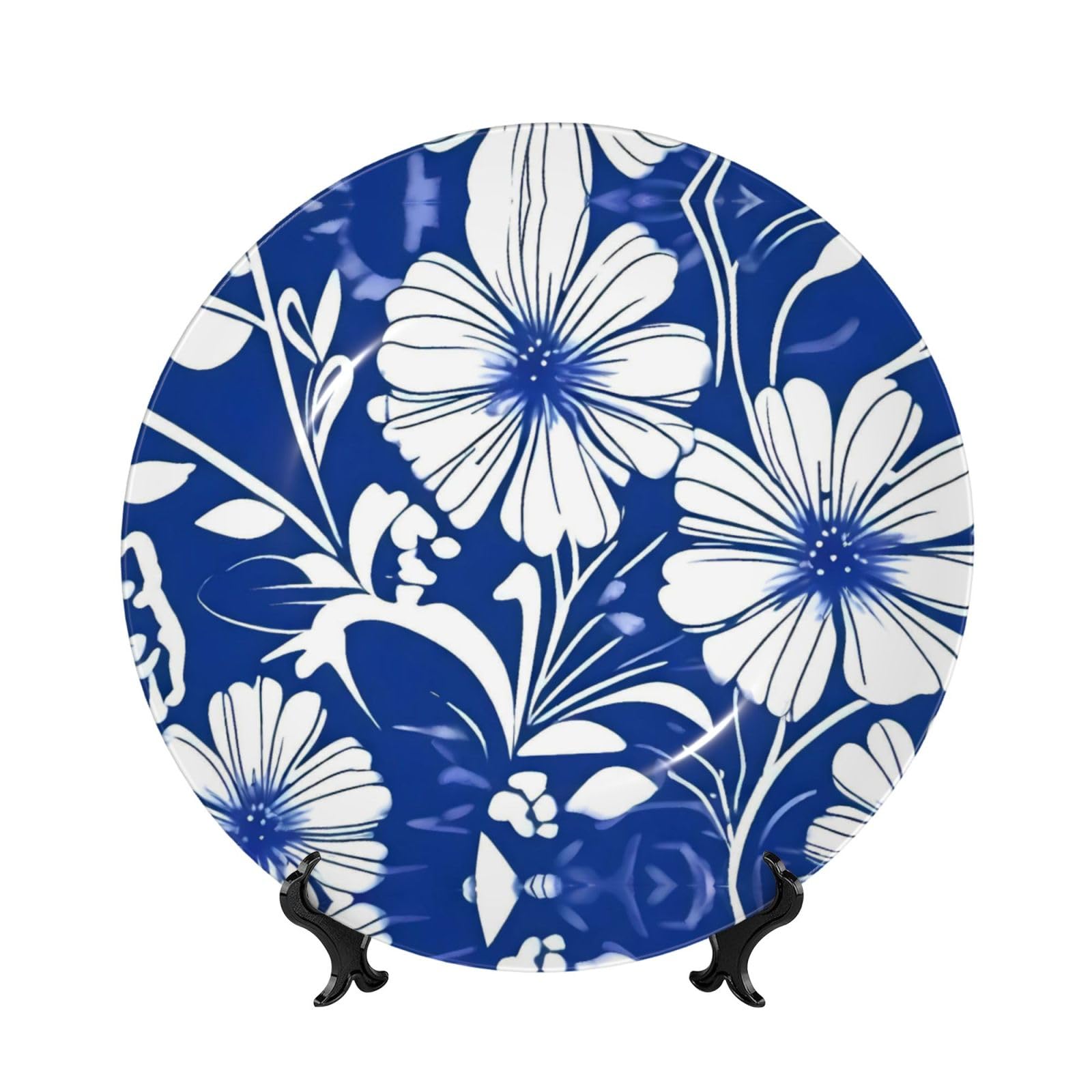 Plato decorativo azul flora adorno ideal para regalo de bodas