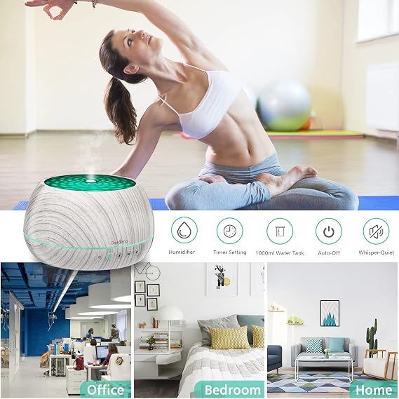 DAROMA 1000ML Essential Oil Diffuser with Bluetooth Speaker & Remote, 2026 Upgrade Aromatherapy Diffuser,Aroma Diffuse with Music Player Function,Humidifier,LED Light in 7 Colors,Home Office Bedroom