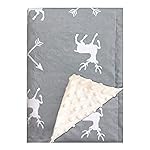 Soft Plush Deer Baby Blanket for Boys Girls Unisex with Print Animal Pattern Double Layer Dotted Backing Bed Throws for Baby Crib Receiving for Newborns 30x40 Inches