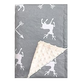 Soft Plush Deer Baby Blanket for Boys Girls Unisex with Print Animal Pattern Double Layer Dotted Backing Bed Throws for Baby Crib Receiving for Newborns 30x40 Inches