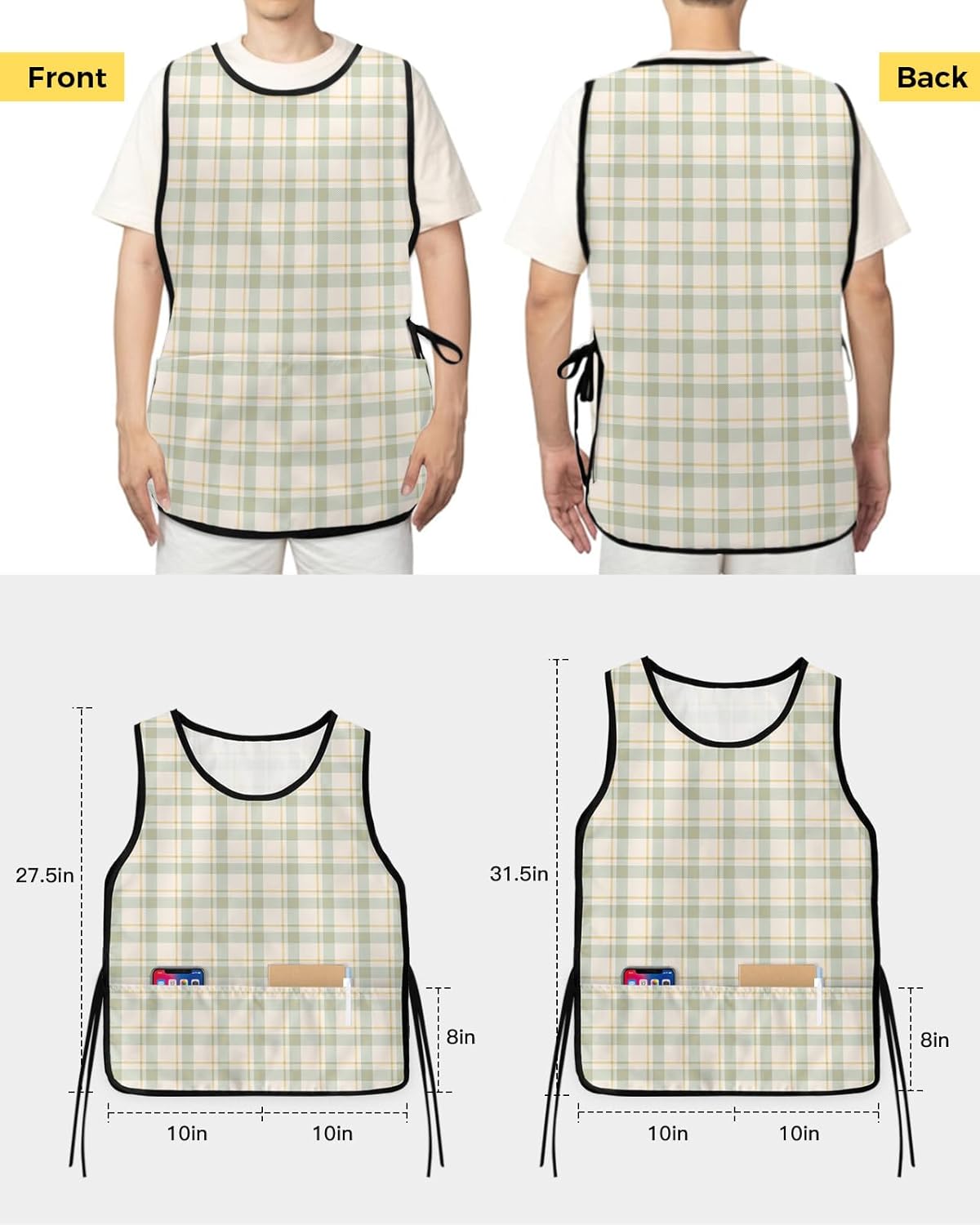 Ocean Sailboat Cobbler Aprons with 2 Pockets for Women Men, Country Rustic Burlap Beige Blue Summer