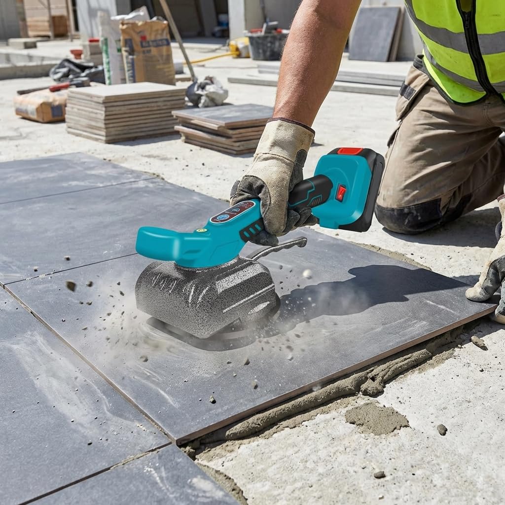 Piastrellatrice Vibrante per Piastrelle — Ventosa Elettrica Professionale 28.000 Vib/min, 5 Velocità, Portata 100 kg, 2 Batterie Litio, Livella Integrata — Kit Completo Dealix per Pavimenti e Pareti