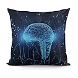 Artificial Intelligence Brain Throw Pillow Cover Double-Sided Plush Fabric Pillow Case Couch Cushion Cover Soft Pillow Covers Square Hidden Zipper Pillowcase for Chair Bedroom