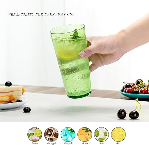 Miniatura 5 de Vasos acrílicos de 26 onzas (juego de 6), vasos de plástico irrompibles con diseño martillado, vasos grandes reutilizables, apilables, sin BPA,