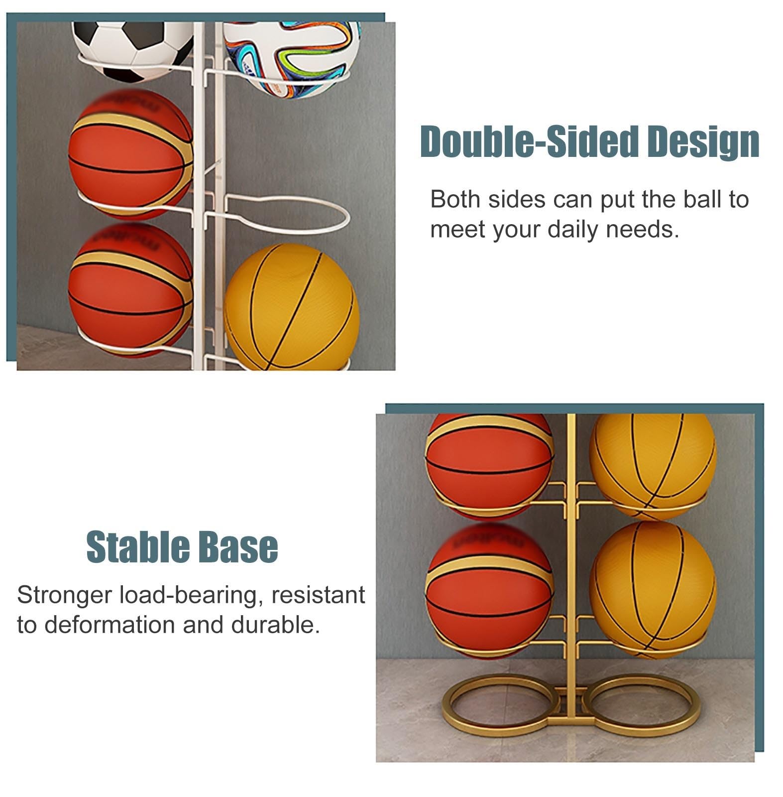 Doppelseitiger Sportball-Aufbewahrungsständer, strapazierfähig, 3 Etagen, vertikal, für Basketball, Fußball und mehr, ideal für Zuhause, Büro und Fitnessstudio, Schwarz