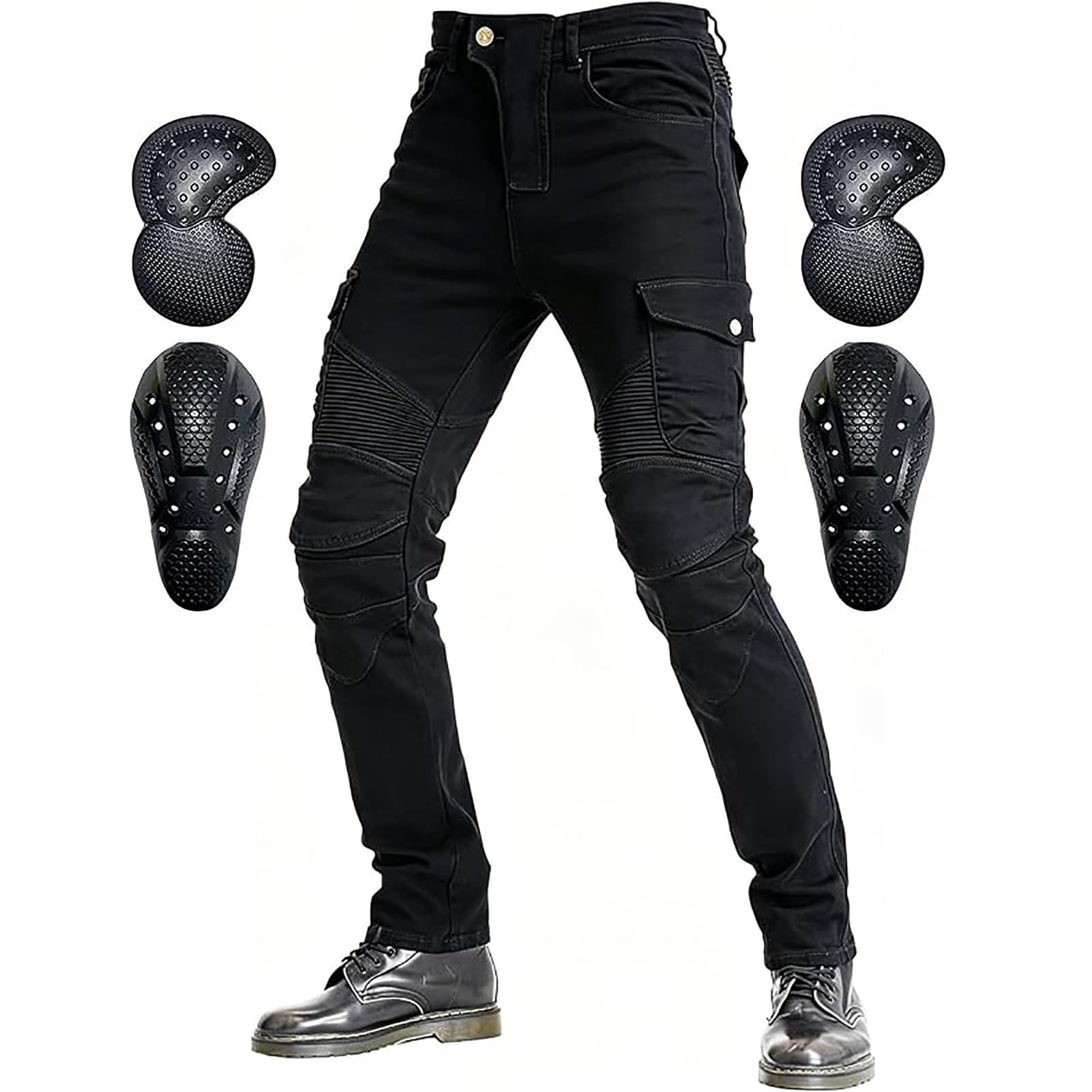 Pantaloni Moto Uomo, Jeans Moto con Protezion CE Livello 2, Realizzati in Traspirante Resistente all'Usura, 4 Stagioni per l'uso Quotidiano e La Guida in Città