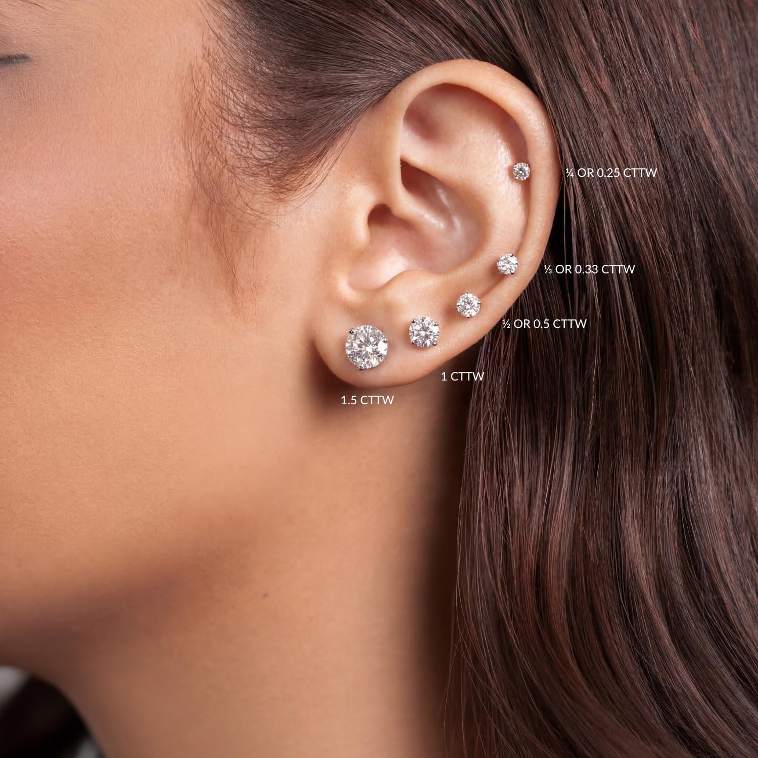 2 Carat Lab Grown Diamond Round Stud Earrings for Women I 14k White Gold Earrings 3-Prong Settings I Screw Back Studs by Privosa Fine Jewelry