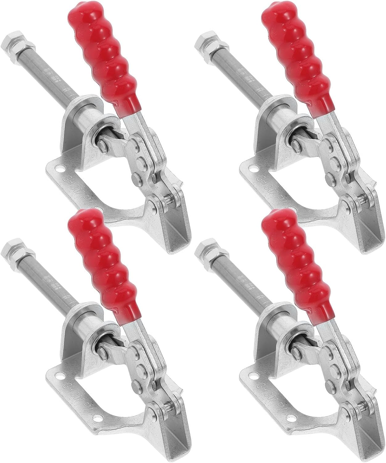 Beavorty 4pcs Heavy Duty Push Pull Toggle Clamps Set, Zinc-plated Steel Horizontal Workholding Fixtures for Woodworking Projects and Jigs