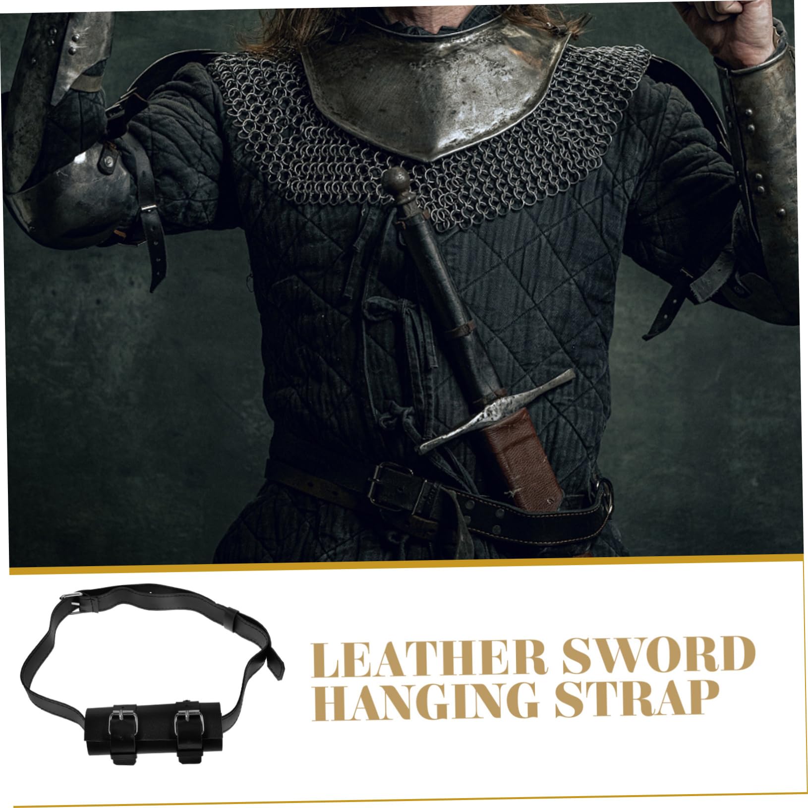 MOLUCKFU Ergonomic Sword Belt Holder Pu Leather Sword Storage Belt Simple Design for Comfortable Wear Black