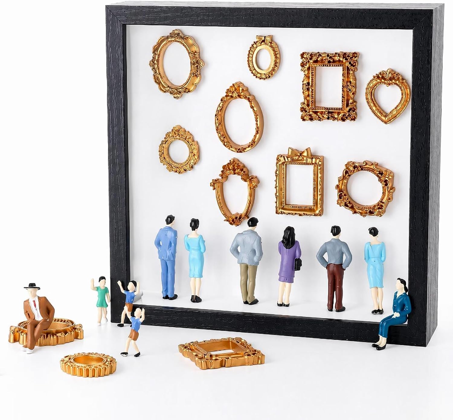 party greeting DIY Mini Gold Frames Box with 12 Pcs Mini People and Frames