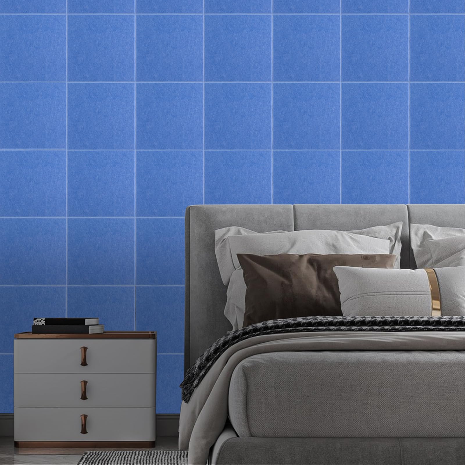 Azulejos acústicos autoadhesivos 18 piezas paneles de pared silenciadores cuadrados insonorización de alta densidad adecuados para salas de estar, oficinas, salas de juegos, estudios de grabación, etc