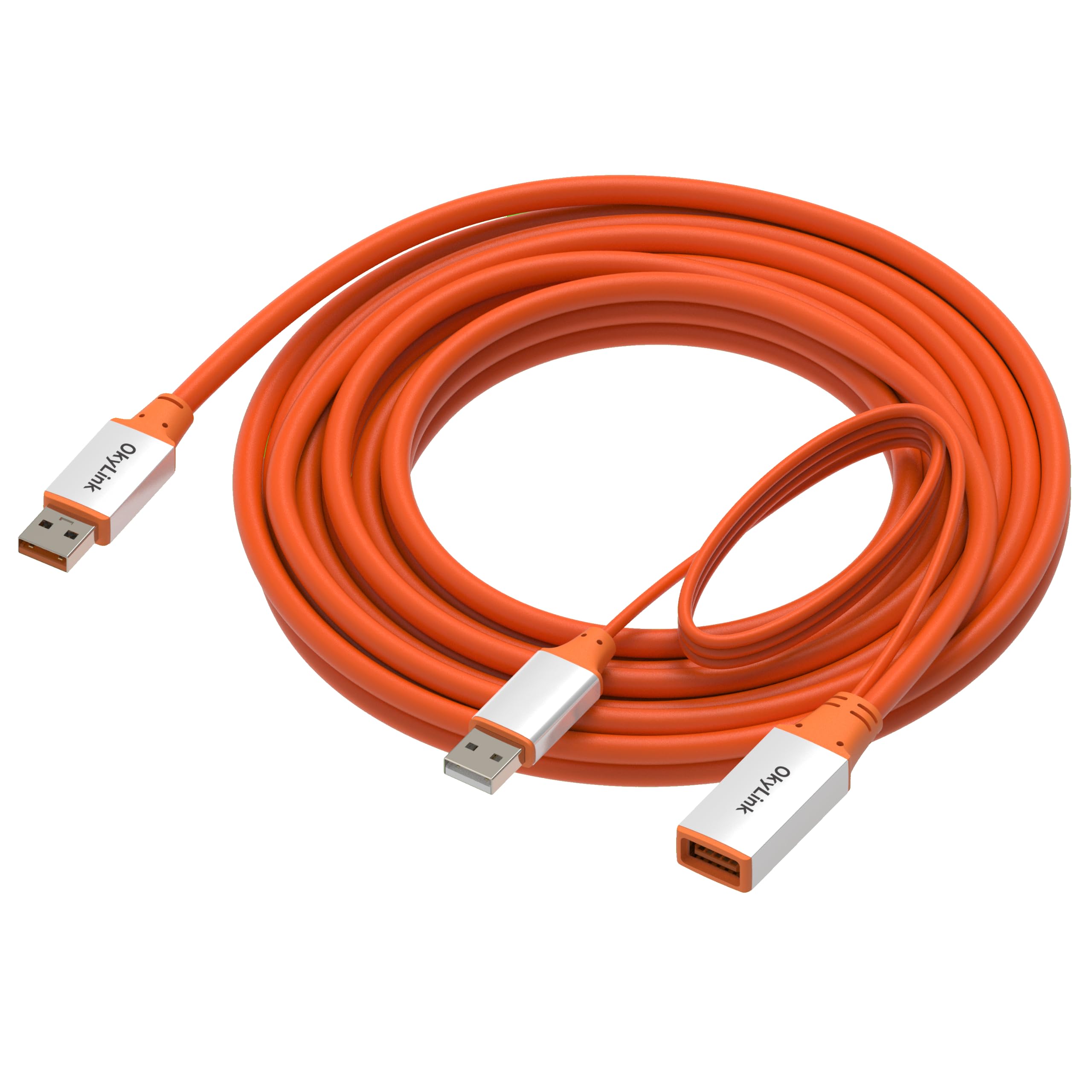 OkyLink Cavo di prolunga attivo USB 3.2 Gen 2 da maschio a femmina, 10 Gbps, trasferimento dati a lunga distanza, 5 m, arancione