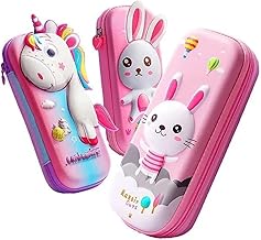 HIGH TRUSTED® Premium Rabbit Style and 3D Unicorn Cover Pencil Compass Organizer School Kids Girls Multipurpose (Pink)