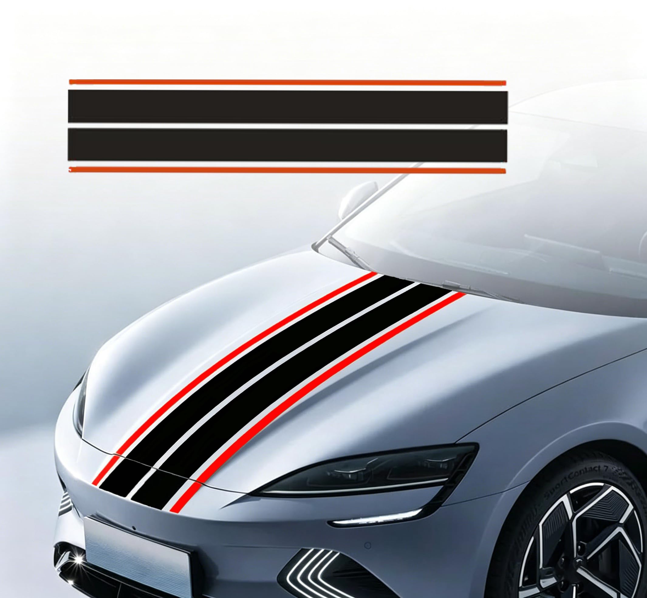 YUANQI Car Hood Stripe Sticker Auto Racing Body Side Stripe Decal,for Abarth 595 500 124,Car Body PVC Racing Stripe Pinstripe Stickers,Modified Stripe Decal Decoration