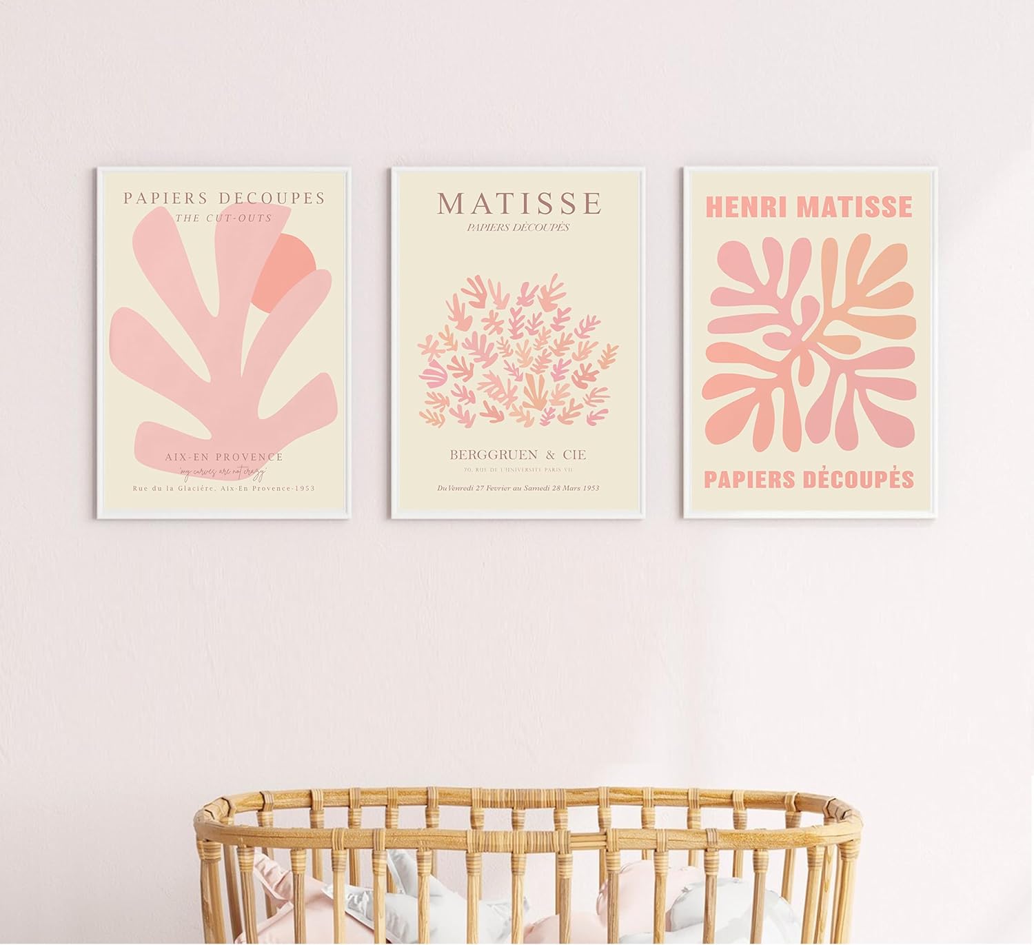 libitea 3 pcs Pink Coral Canvas Wall Art Abstract Minimalist Light Pink Preppy Wall Decor Pink Flower Market Poster Printing Artwork for Girls Room Dorm Bedroom Living Room Home Decoration