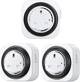 Mechanical Indoor Timer Socket Switch,24 Hour Programmable Energy Saving Light Timer for Home Security, Christmas Light, Home Appliances, 13A/3120W (3 Pack)