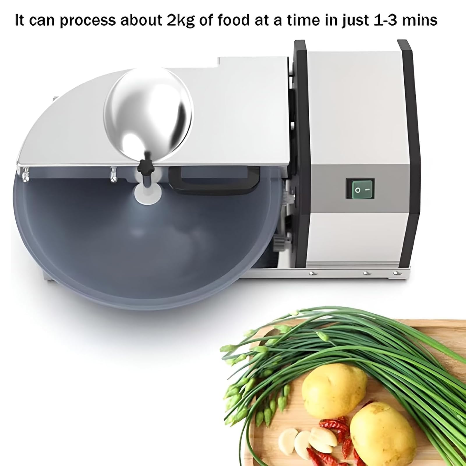 Picadora De Alimentos Multifuncional De 5L, Cortadora De Verduras Eléctrica De Lavabo De 250W, Velocidad De La Cuchilla 1400 Rpm, Cuchilla Circular De 360°, Corte Rápido De 10 S, Para Pimientos