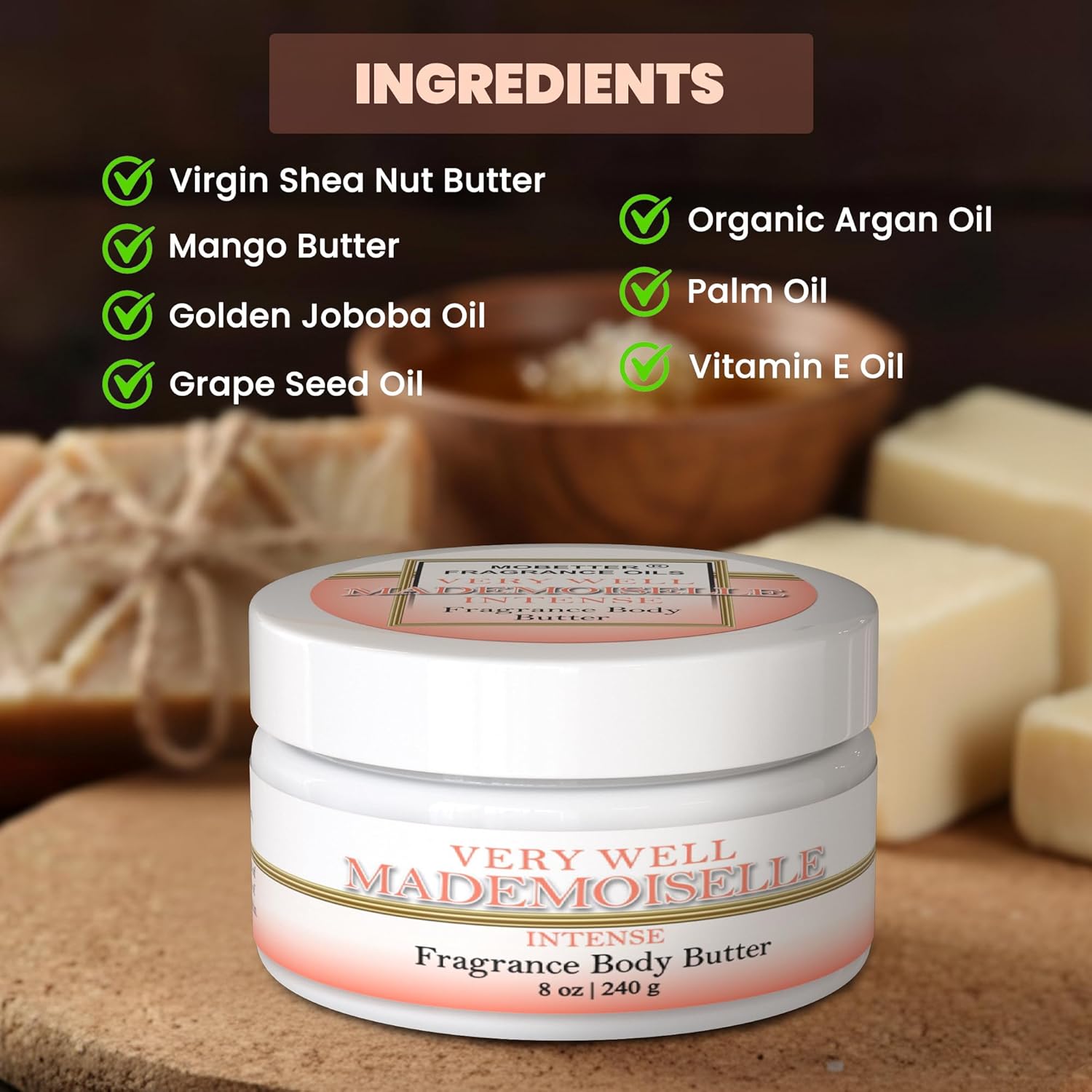 MOBETTER FRAGRANCE OILS Very Well Mademoiselle Intense 8 Oz Fragrance Body Butter for Women