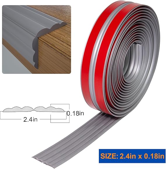 Wall Corner Protector, Inside & Outside Self Adhesive Wall Corner Guard&Edge Protector, Flexible Vinyl Corner Moulding Trim Caulk Strip, Peel and Stick Trim for Ceiling, Countertop, Grey, 2.4inx10ft