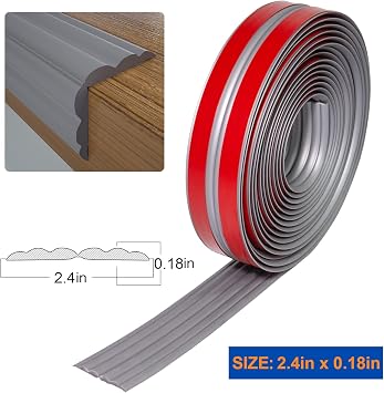 Wall Corner Protector, Inside & Outside Self Adhesive Wall Corner Guard&Edge Protector, Flexible Vinyl Corner Moulding Trim Caulk Strip, Peel and Stick Trim for Ceiling, Countertop, Grey, 2.4inx10ft