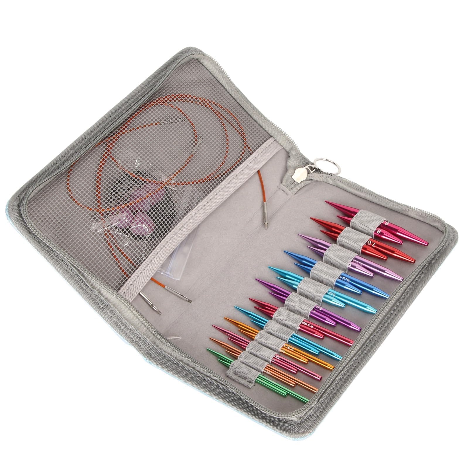 3 Bis 8 Mm Rundstricknadeln, Austauschbares Stricknadel-Set Mit Nadelspitzen für Handarbeit, Stricken und Basteln