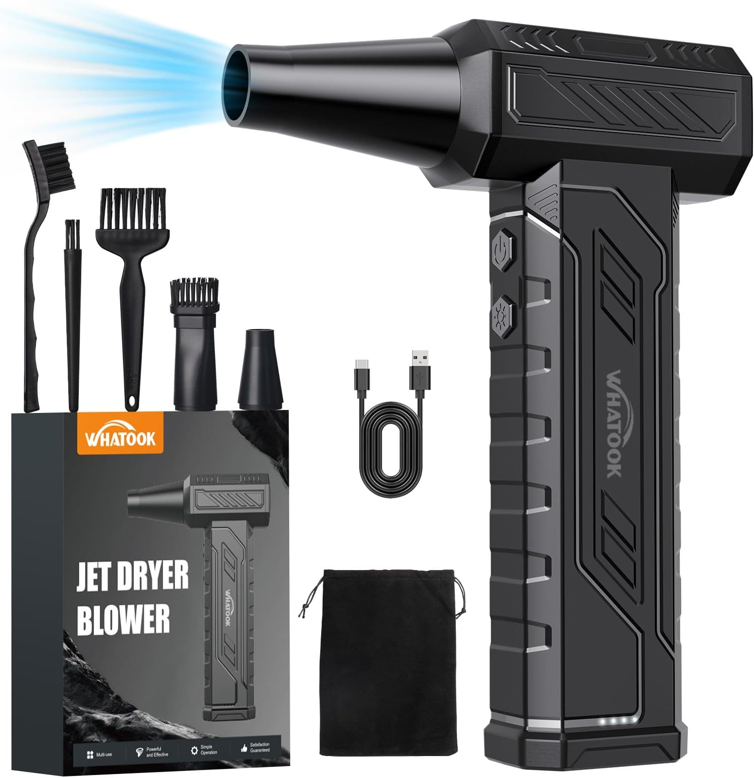 Elektrische Staubgebläse 130000 U/min Cordless Compressed Air Duster Blower 3-Gang Gebläse Akku Druckluftspray Air Turbo Jet Fan für PC Reinigungsset, Auto,Tastatur Reinigung, Sofa Luftdruckspray