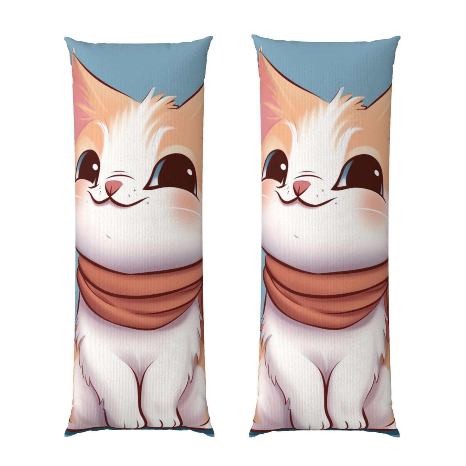 Body Pillow Cover 20x54 Inch, Cartoon cat Print Long Lumbar Pillow Case with Zipper Long Body Pillowcase Decorative for Bed Sofa Bedroom