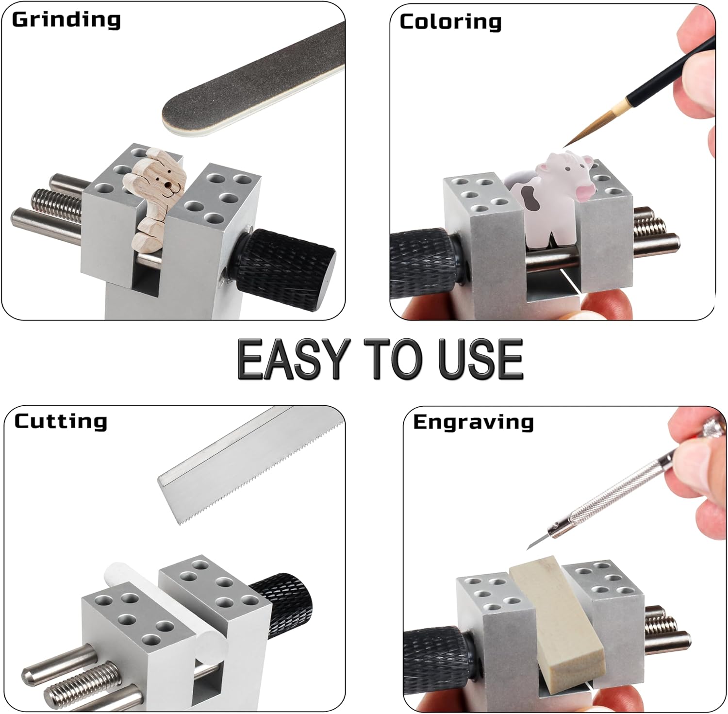XUNKUNER 360° Swivel Split-Type Precision Vise, Detachable Aluminum Alloy Bench Clamp with 6 Rubber-Tipped Holding Pins, Multi-Angle Hobby Tool for Model Building, Miniature Painting, Crafting